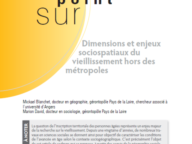 Article : Point sur Dimensions et enjeux socio-spatiaux du vieillissement hors des métropoles