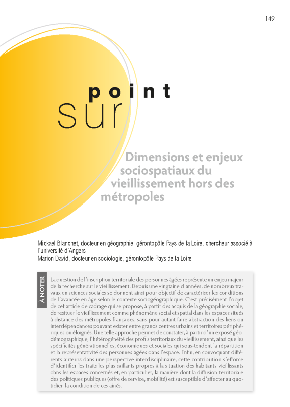 Visuel du dossier dimensions et enjeux sociospatiaux du vieillissement hors des metropoles